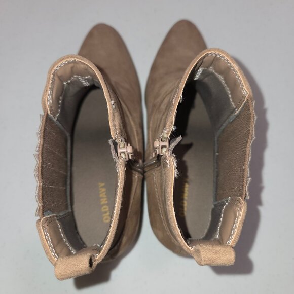 Beige Booties Fall Color Suede Women's Size 8 Old Navy Block Heel Almond Toe - Picture 5 of 10